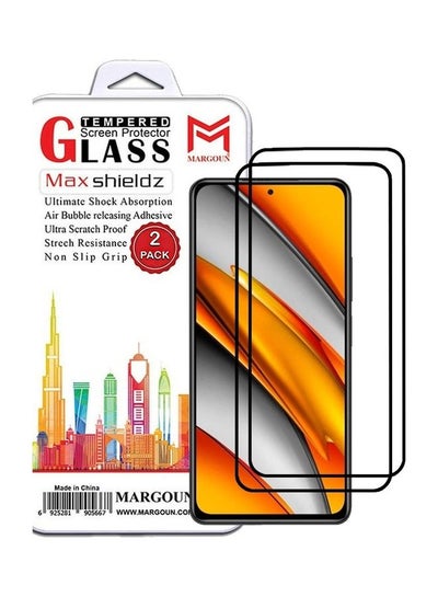 اشتري 2 Pack For Xiaomi Poco F3 Screen Protector Tempered Glass Full Glue Back Side Black في الامارات