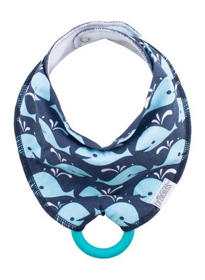 Buy Bandana Bib With Teether, Pack Of 1, Blue Bib With Turquoise Teether - Whales in Egypt