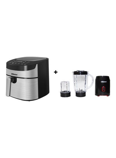 Buy Digital Air Fryer With Detachable Non Stick Drawer & 2 in 1 STAND BLENDER Plastic Body with Plastic Jar Powerful Motor, Stainless Steel Blades, Safety Jar Lock 7.2 L 1800.0 W NAF8000D & NB110L Black in UAE