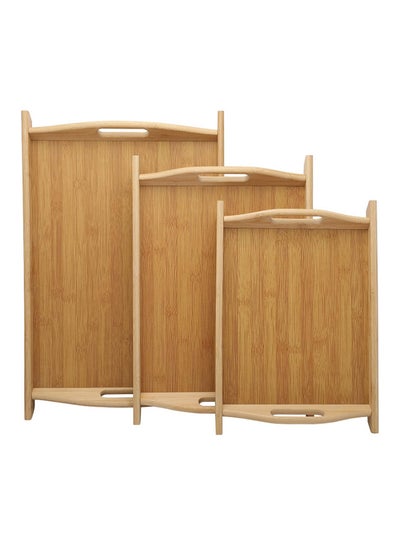 Buy 3-Piece Bamboo Tray Set Brown 37x5x26cm in Saudi Arabia