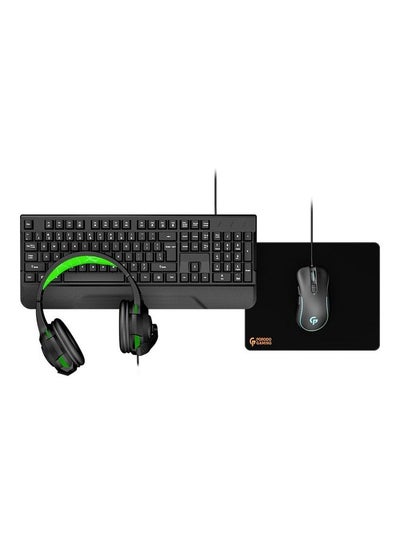 اشتري Gaming Set 4-In-1 - Keyboard Rainbow Effects, Headphone Compatible For Playstation And Xbox, Mouse 800-3400DPI, Mouse Pad - Starter Kit Black في الامارات