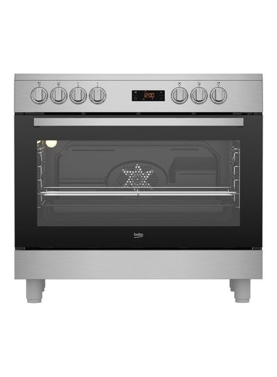 Buy 90 Cm Cooking Range, 5 Ceramic Zone, Digital Timer, 111 Litre GM17300GXNS Stainless Steel in UAE
