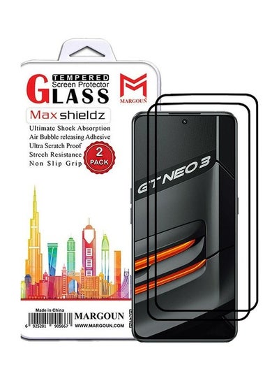 اشتري 2 Pack For Realme GT Neo 3 Screen Protector Tempered Glass Full Glue Back Clear في الامارات