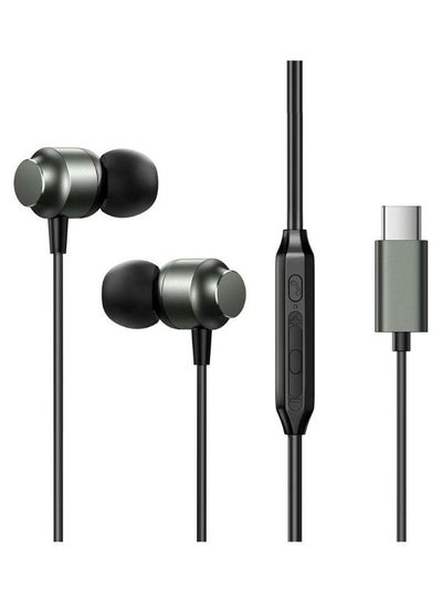 اشتري In-Ear Type C Headphones Wired Earphones With Microphone USB-C Earbuds Sound Noise Isolating Compatible New iPad, iPad Pro, Samsung Galaxy, iPad Air Etc 1.2M Black في مصر