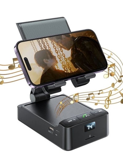 Buy Phone Stand With Wireless Bluetooth Speaker Anti-Slip Base Hd Surround Sound Perfect For Home And Outdoors For Desk Compatible With Iphone/Ipad/Samsung Galaxy Black in UAE