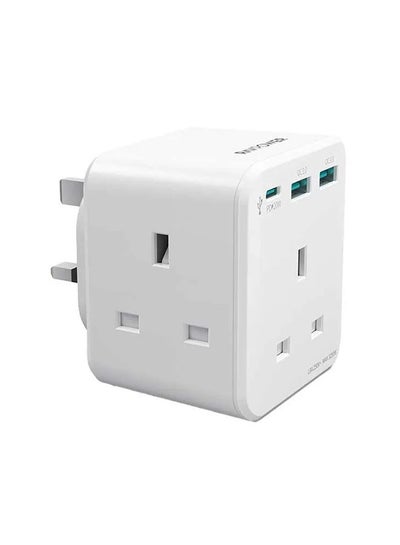 Buy 3 Port Charger With 3AC Plug White in UAE