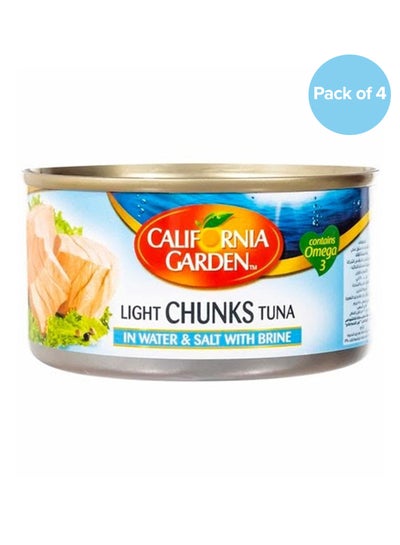 Buy Light Canned Tuna Chunks In Water And Salt With Brine 170grams Pack of 4 in UAE