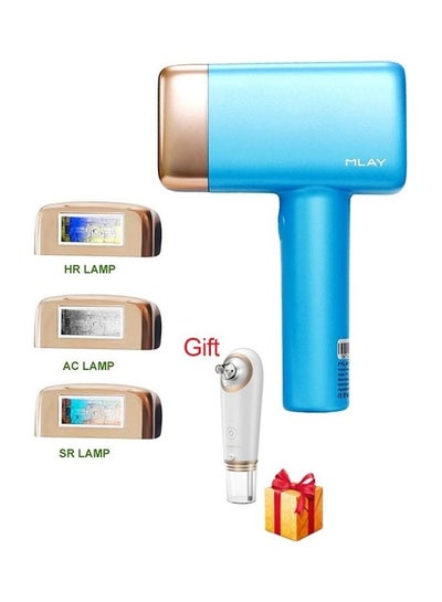 Buy Upgrated Ice Laser Painless Fast Hair Removal Device With 3 lenses (With A Gift Blackhead Remover) 500000 Pulses 5 Levels Sky Blue in Egypt