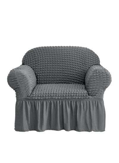 Buy One Seater Super Stretchable Anti-Wrinkle Slip Flexible Resistant Jacquard For Living Room Sofa Cover Grey in Saudi Arabia