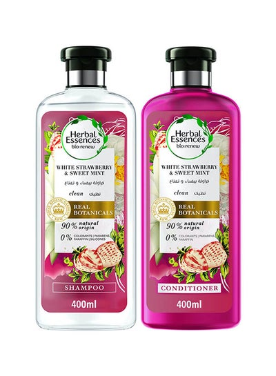 Buy White Strawberry And Sweet Mint Renew Natural Shampoo With Conditioner 400ml Pack of 2 in Saudi Arabia