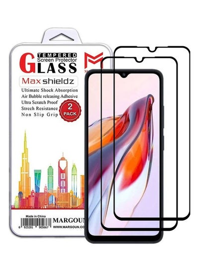 Buy 2 Pack For Xiaomi Redmi 12C Screen Protector Tempered Glass Full Glue Back Clear in UAE