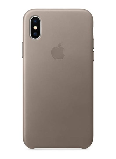 Buy Leather Case For iPhone X Taupe in Saudi Arabia