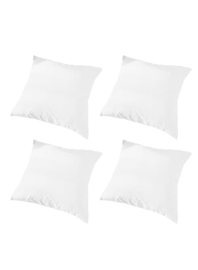 Buy 4 Piece Square Velvet Soft Cushion Set White in Saudi Arabia