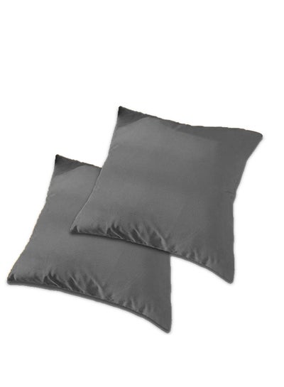 Buy 2 Piece Square Velvet Soft Cushion Set Dark Grey in Saudi Arabia