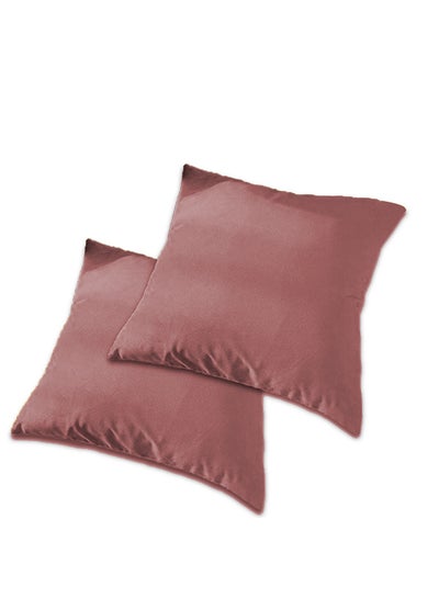 Buy 2 Piece Square Velvet Soft Cushion Set Dark Pink 45x45cm in Saudi Arabia