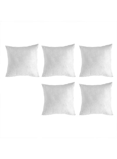 Buy 5 Piece Square Velvet Soft Cushion Set White 45x45cm in Saudi Arabia