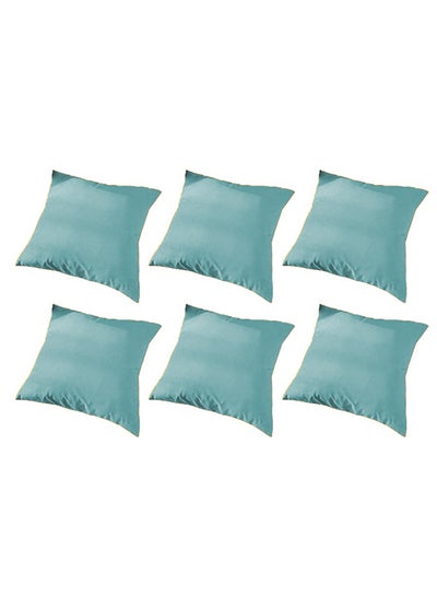 Buy 6 Piece Square Velvet Soft Cushion Set Turquoise 45x45cm in Saudi Arabia