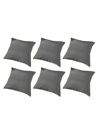 Buy 6 Piece Square Velvet Soft Cushion Set Dark Grey in Saudi Arabia