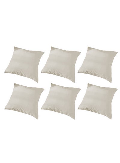 Buy 6 Piece Square Velvet Soft Cushion Set Ivory 45x45cm in Saudi Arabia