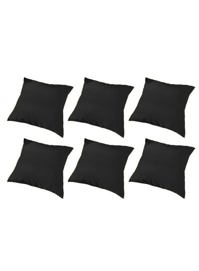 Buy 6 Piece Square Velvet Soft Cushion Set Black 45x45cm in Saudi Arabia