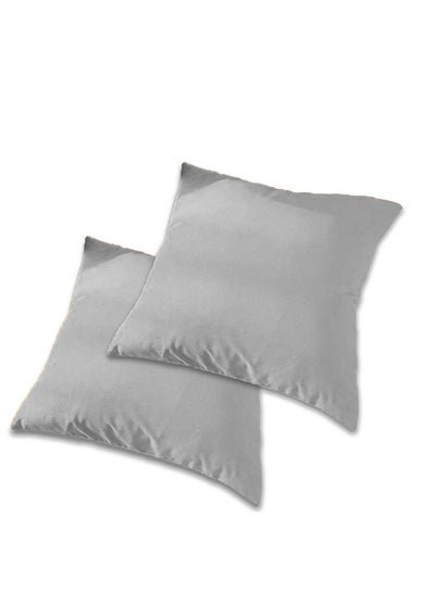 Buy 2 Piece Square Velvet Soft Cushion Set Grey 65x65cm in Saudi Arabia