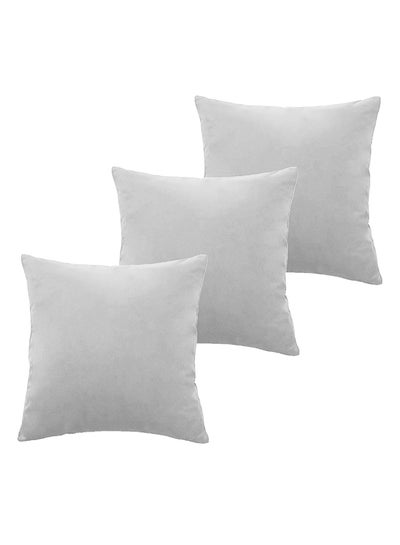 Buy 3 Piece Square Velvet Soft Cushion Set White in Saudi Arabia