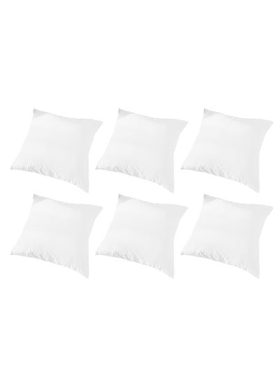 Buy 6 Piece Square Velvet Soft Cushion Set White in Saudi Arabia