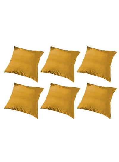 Buy 6 Piece Square Velvet Soft Cushion Set Gold 65x65cm in Saudi Arabia