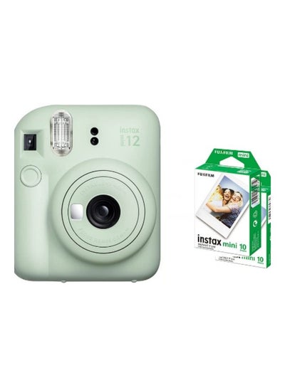 Buy Instax Mini 12 Instant Film Camera Mint Green With Pack Of 20 Films in UAE