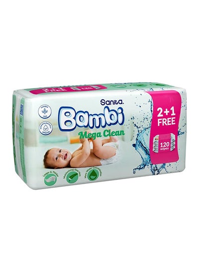 Buy Baby Wet Wipes, 120 Count (2+1 Pack Free) - Moisturizing Lotion, Aloe Vera, Soothing Chamomile in Saudi Arabia