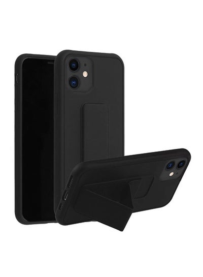 Buy Protective Case Cover With Finger Grip Stand For iPhone 11 Black in Saudi Arabia