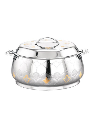 اشتري Food-Grade Hot And Cold Hotpot With Double Wall Vacuum Insulation| Firm Twist Lock To Keep Food Fresh For Long| Elegant And Unique Design Perfect For Rice Roti Curry| Silver and Golden Silver 3500مل في الامارات