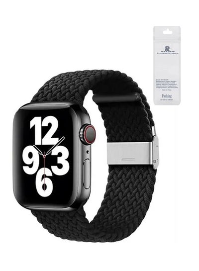 Buy Nylon Solo Loop Strap Compatible With Apple Watch 42/44/45/49mm SE /Series 7/6/5/4/3/2/1 Black in UAE