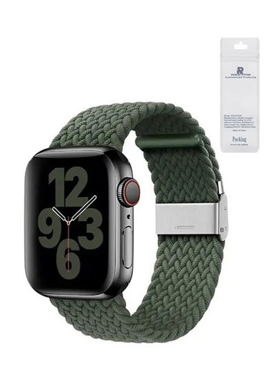 Buy Nylon Solo Loop Strap Compatible With Apple Watch 42/44/45/49mm SE /Series 7/6/5/4/3/2/1 Army Green in UAE