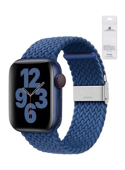 Buy Nylon Solo Loop Strap Compatible With Apple Watch 42/44/45/49mm SE /Series 7/6/5/4/3/2/1 Blue in UAE