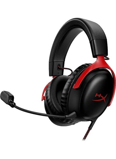 Buy HyperX Cloud III – Wired Gaming Headset, PC, PS5, Xbox Series X|S, Angled 53mm Drivers, DTS, Memory Foam, Durable Frame, Ultra-Clear 10mm Mic, USB-C, USB-A, 3.5mm – Black/Red in Egypt