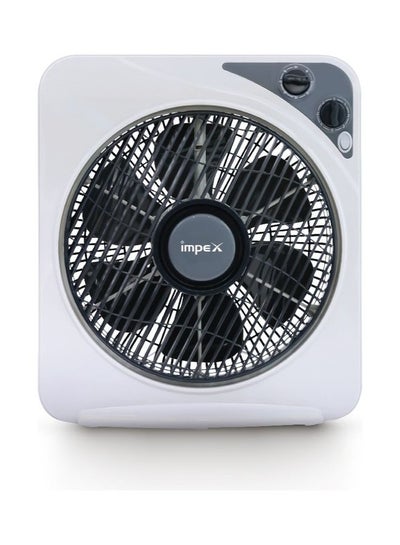 Buy 12 Inch Box Fan BF 7512 Powerful Cooling With 3 Speed Modes, Timer, Child Safety Grill, Copper Motor BF 7512 White in Saudi Arabia