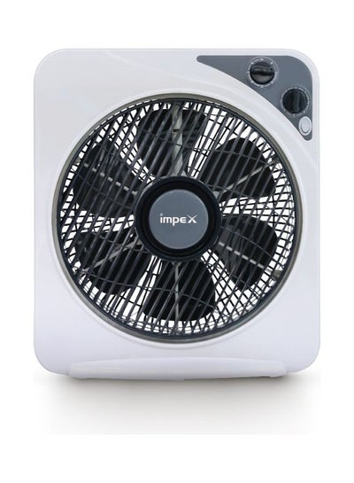 اشتري 12 Inch Box Fan BF 7512 Powerful Cooling With 3 Speed Modes, Timer, Child Safety Grill, Copper Motor BF 7512 White في السعودية