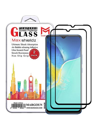 Buy 2 Pack For Vivo Y15s Screen Protector Tempered Glass Full Glue Back Black Side in UAE