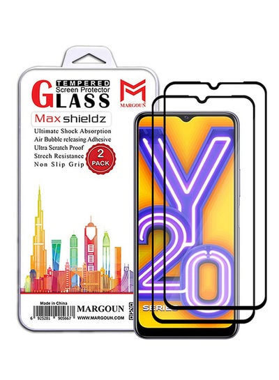 Buy 2 Pack For Vivo Y20 Screen Protector Tempered Glass Full Glue Back Side Black in UAE