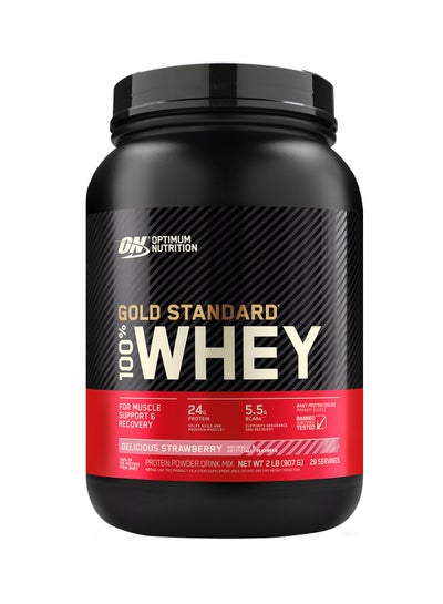 Buy Gold Standard 100% Whey Protein Powder Primary Source Isolate, 24 Grams of Protein for Muscle Support and Recovery - Delicious Strawberry, 2 Lbs, 29 Servings (907 Grams) in UAE