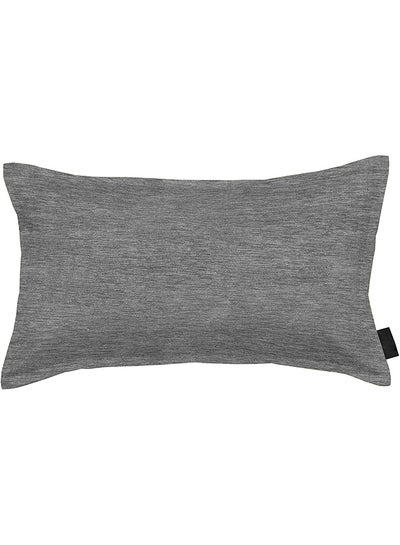 Buy Rectangular Linen Decorative Cushion Set Solid Design Light Grey in Saudi Arabia