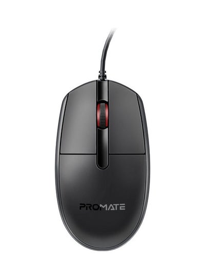 اشتري 1200DPI Wired Mouse with 6 million Keystrokes, Hyper-Fast Scroll Wheel, 3 Button, 150cm Cable and Anti-Slip Design, CM-1200 Black في السعودية