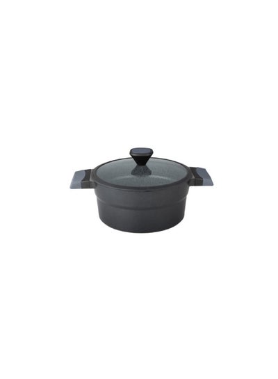 Buy Die-Cast Aluminium Casserole Durable Marble Coating Black 28cm in Saudi Arabia