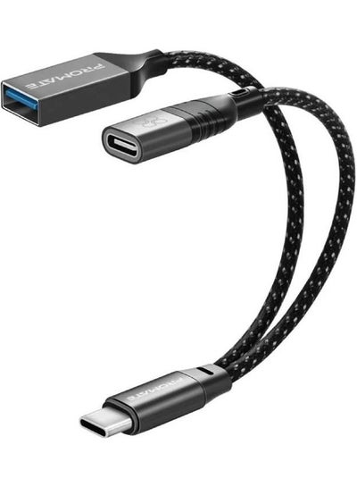 Buy 2 In 1 Otg Cable With Usb-A And Usb-C Connecovity Black in Saudi Arabia