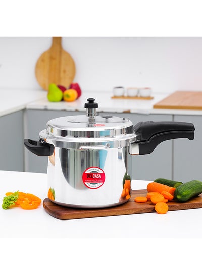 Buy Aluminium Induction Base Pressure Cooker Lightweight & Durable Cooker With Lid, Cool Touch Handle And Safety Valves Ideal For Gas And Solid Hotplates 3Liters in UAE