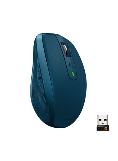 Buy MX Anywhere 2S Wireless Mouse, Multi-Device, Bluetooth and 2.4 GHz With USB Unifying Receiver, 200 to 4000 DPI Any Surface Laser Tracking, 7-Buttons, laptop/ PC/ Mac/ iPad OS Blue in Saudi Arabia