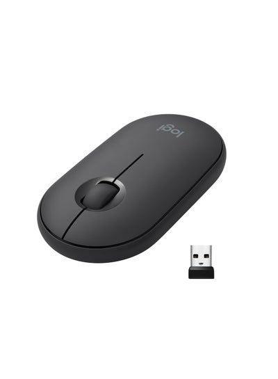 Buy M350 Pebble Wireless Mouse, Bluetooth Or 2.4 GHz With USB Mini-Receiver, Silent, Slim Computer Mouse With Quiet Click For Laptop/Notebook/PC/Mac Black in Egypt