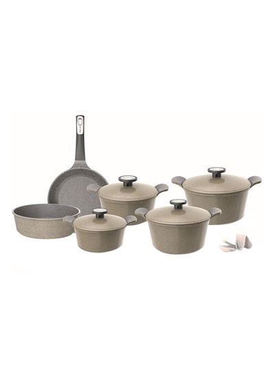 Buy 10-Piece Ceramic Xtrema Cookware Set Beige 20cm in Saudi Arabia