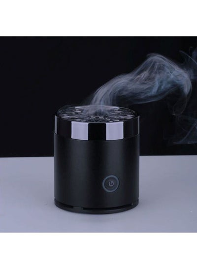 Buy Round Metal Incense Bakhoor Burner Black 9x7x7cm in UAE